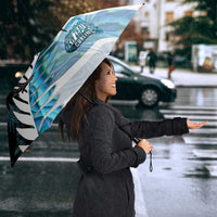 New Zealand Silver Fern Curling Personalised Umbrella Aotearoa Kiwi Ponga Paua Shell Version - Polynesian Pride