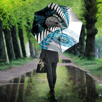 New Zealand Silver Fern Curling Personalised Umbrella Aotearoa Kiwi Ponga Paua Shell Version - Polynesian Pride