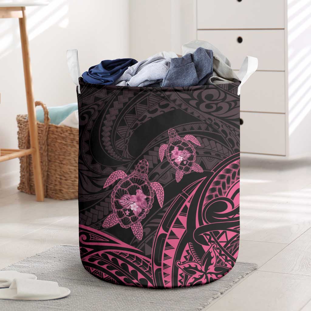 Pink Black Polynesia Floral Sea Turtle Laundry Basket LT14 Black - Polynesian Pride