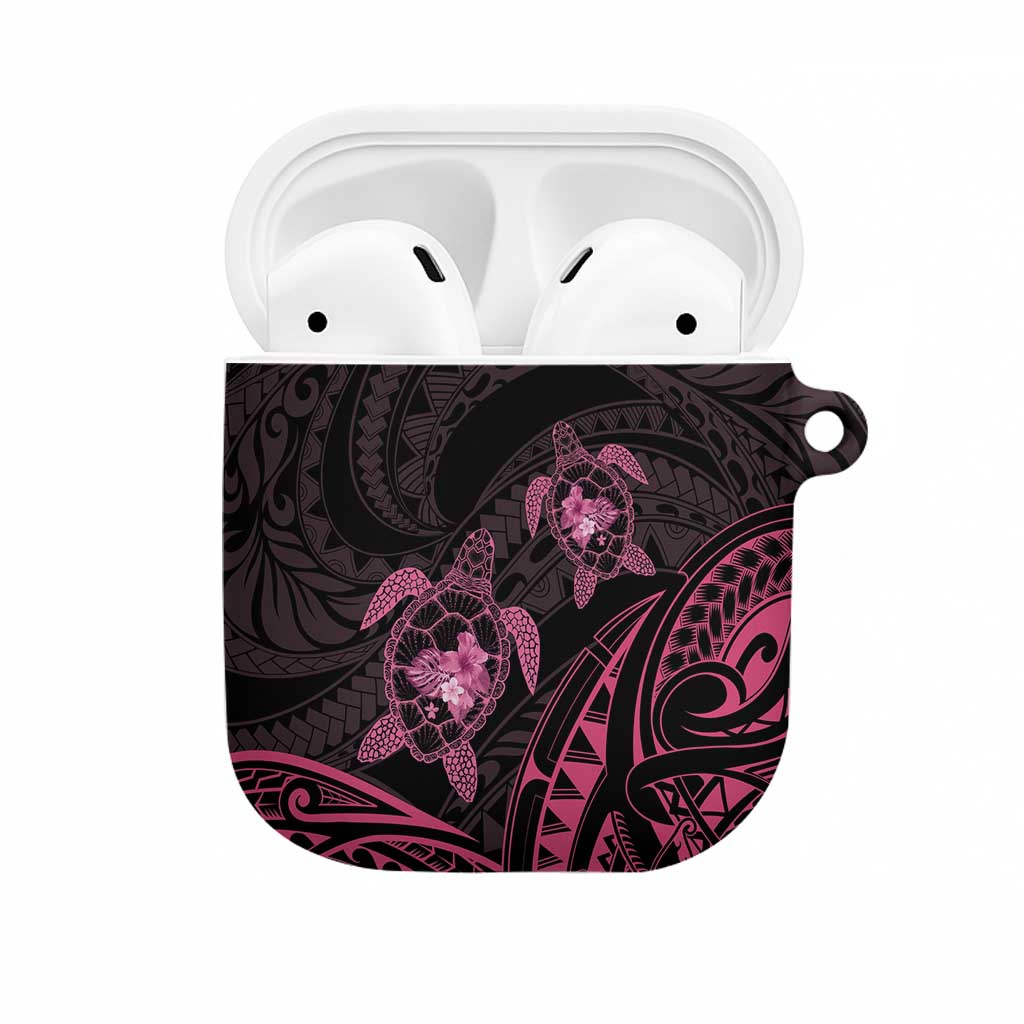 Pink Black Polynesia Floral Sea Turtle AirPods Case - Polynesian Pride
