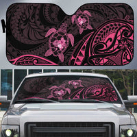 Pink Black Polynesia Floral Sea Turtle Auto Sun Shade - Polynesian Pride