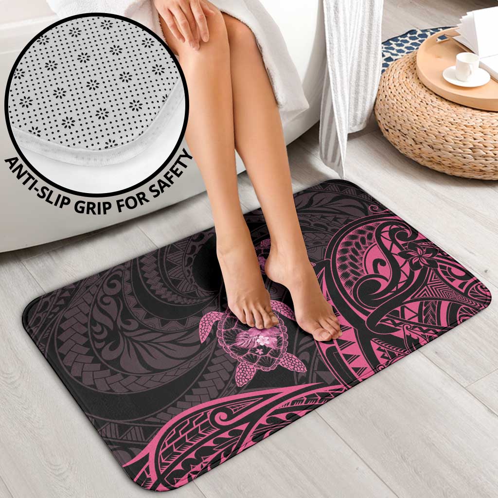 Pink Black Polynesia Floral Sea Turtle Bathroom Set - Polynesian Pride