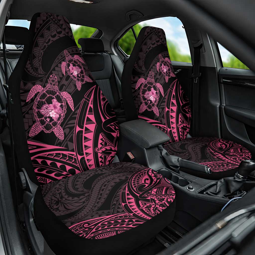 Pink Black Polynesia Floral Sea Turtle Car Seat Cover LT14 One Size Black - Polynesian Pride