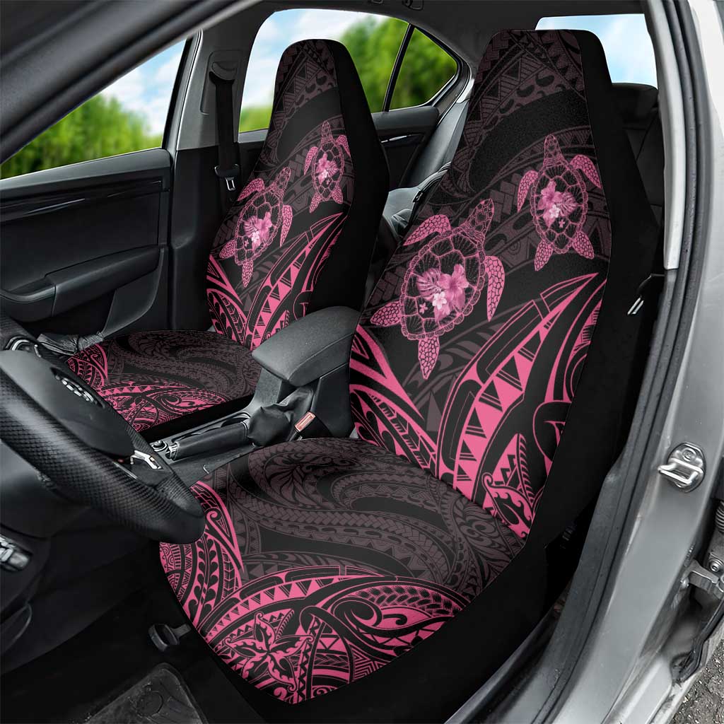 Pink Black Polynesia Floral Sea Turtle Car Seat Cover LT14 - Polynesian Pride