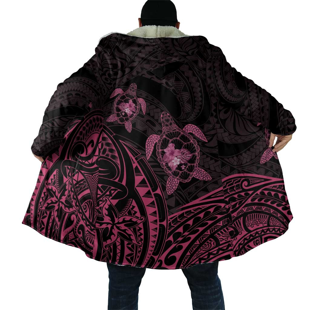 Pink Black Polynesia Floral Sea Turtle Cloak - Polynesian Pride