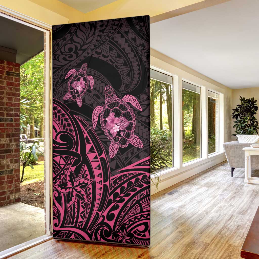 Pink Black Polynesia Floral Sea Turtle Door Cover LT14 - Polynesian Pride