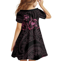 Pink Black Polynesia Floral Sea Turtle Family Matching Tank Maxi Dress and Hawaiian Shirt - Polynesian Pride