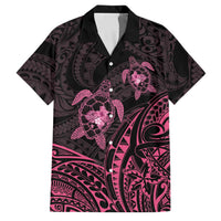 Pink Black Polynesia Floral Sea Turtle Family Matching Tank Maxi Dress and Hawaiian Shirt - Polynesian Pride