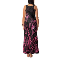 Pink Black Polynesia Floral Sea Turtle Family Matching Tank Maxi Dress and Hawaiian Shirt - Polynesian Pride