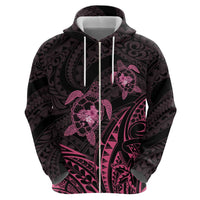 Pink Black Polynesia Floral Sea Turtle Hoodie - Polynesian Pride