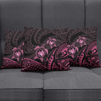 Pink Black Polynesia Floral Sea Turtle Pillow Cover - Polynesian Pride