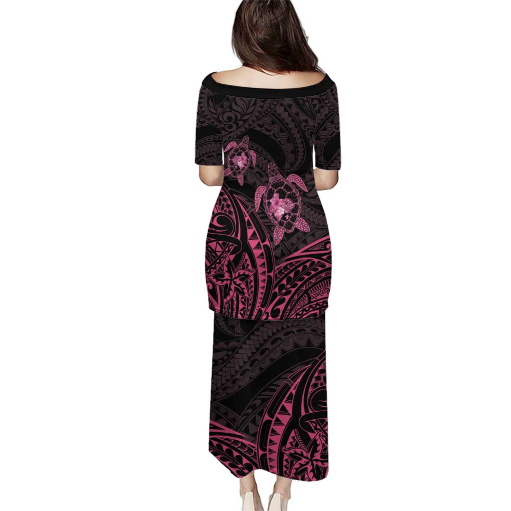 Pink Black Polynesia Floral Sea Turtle Puletasi LT14 - Polynesian Pride