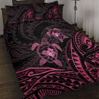 Pink Black Polynesia Floral Sea Turtle Quilt Bed Set LT14 Black - Polynesian Pride