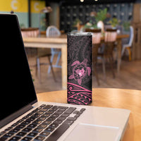 Pink Black Polynesia Floral Sea Turtle Skinny Tumbler LT14 - Polynesian Pride