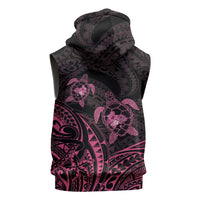 Pink Black Polynesia Floral Sea Turtle Sleeveless Hoodie LT14 - Polynesian Pride