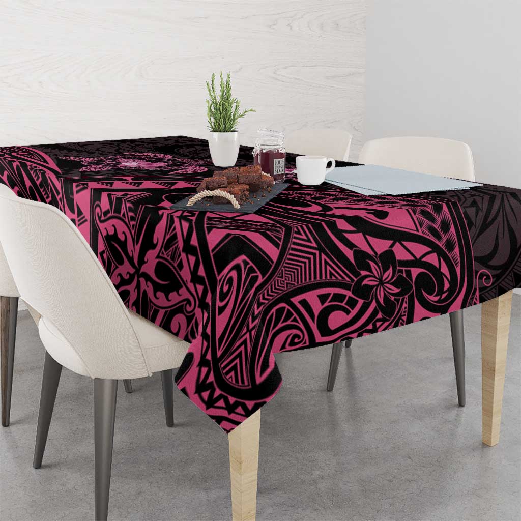 Pink Black Polynesia Floral Sea Turtle Tablecloth - Polynesian Pride