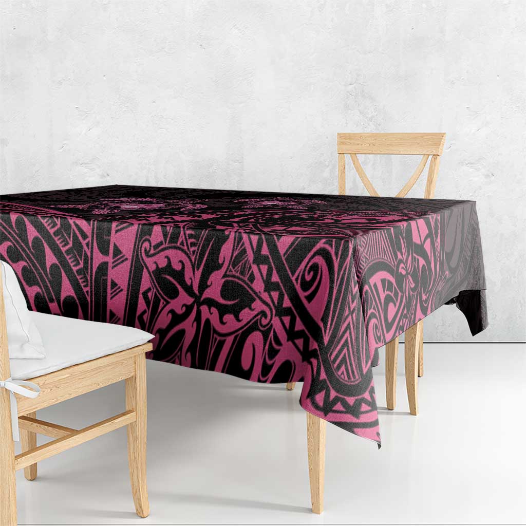 Pink Black Polynesia Floral Sea Turtle Tablecloth - Polynesian Pride