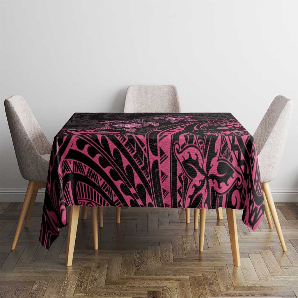 Pink Black Polynesia Floral Sea Turtle Tablecloth - Polynesian Pride