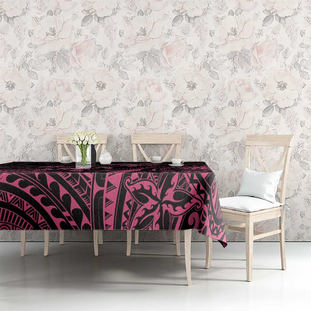 Pink Black Polynesia Floral Sea Turtle Tablecloth - Polynesian Pride