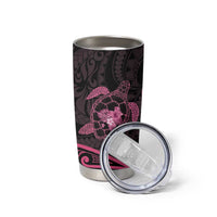 Pink Black Polynesia Floral Sea Turtle Tumbler Cup LT14 - Polynesian Pride