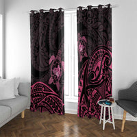 Pink Black Polynesia Floral Sea Turtle Window Curtain LT14 With Grommets Black - Polynesian Pride