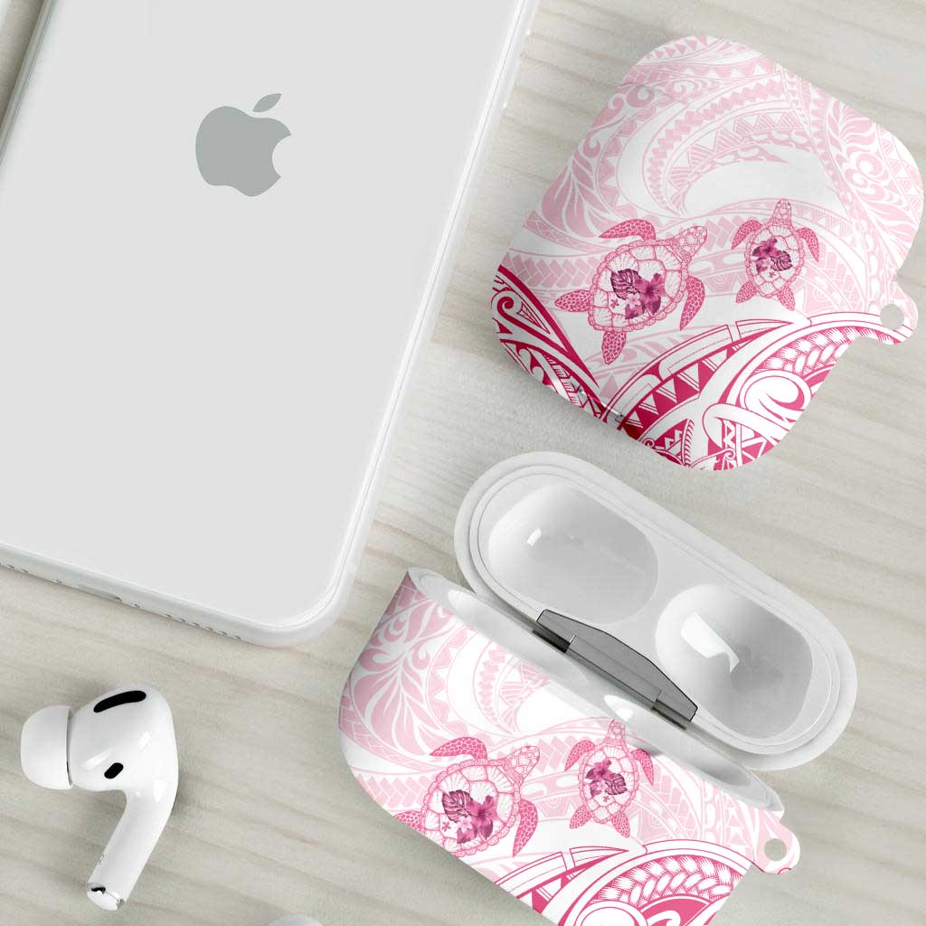 Pink White Polynesia Floral Sea Turtle AirPods Case - Polynesian Pride