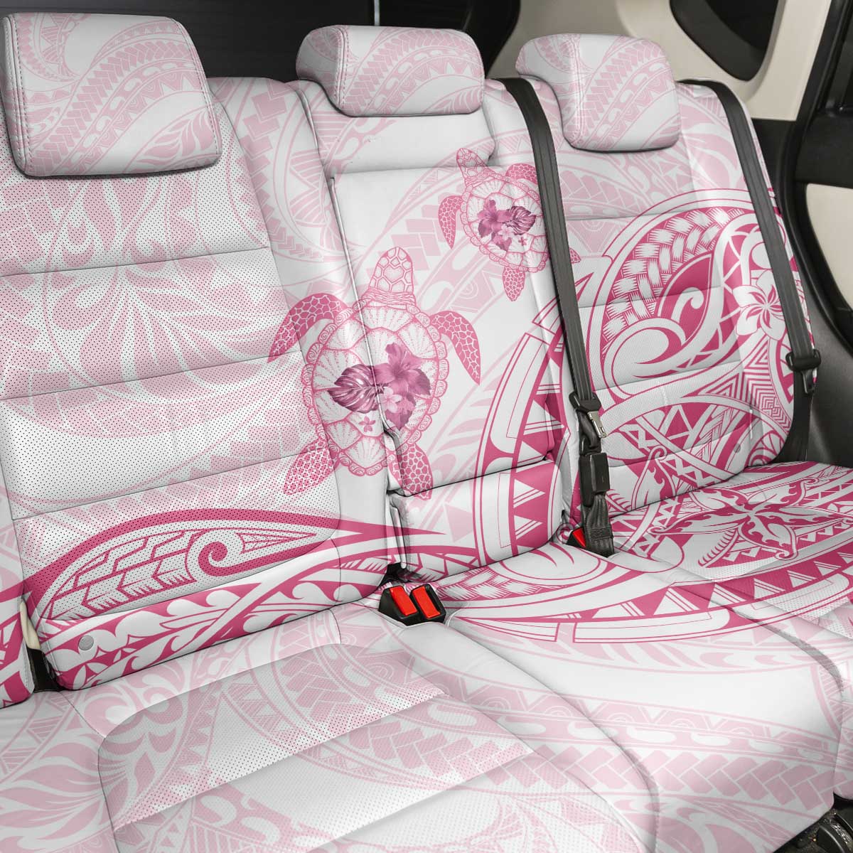 Pink White Polynesia Floral Sea Turtle Back Car Seat Cover - Polynesian Pride