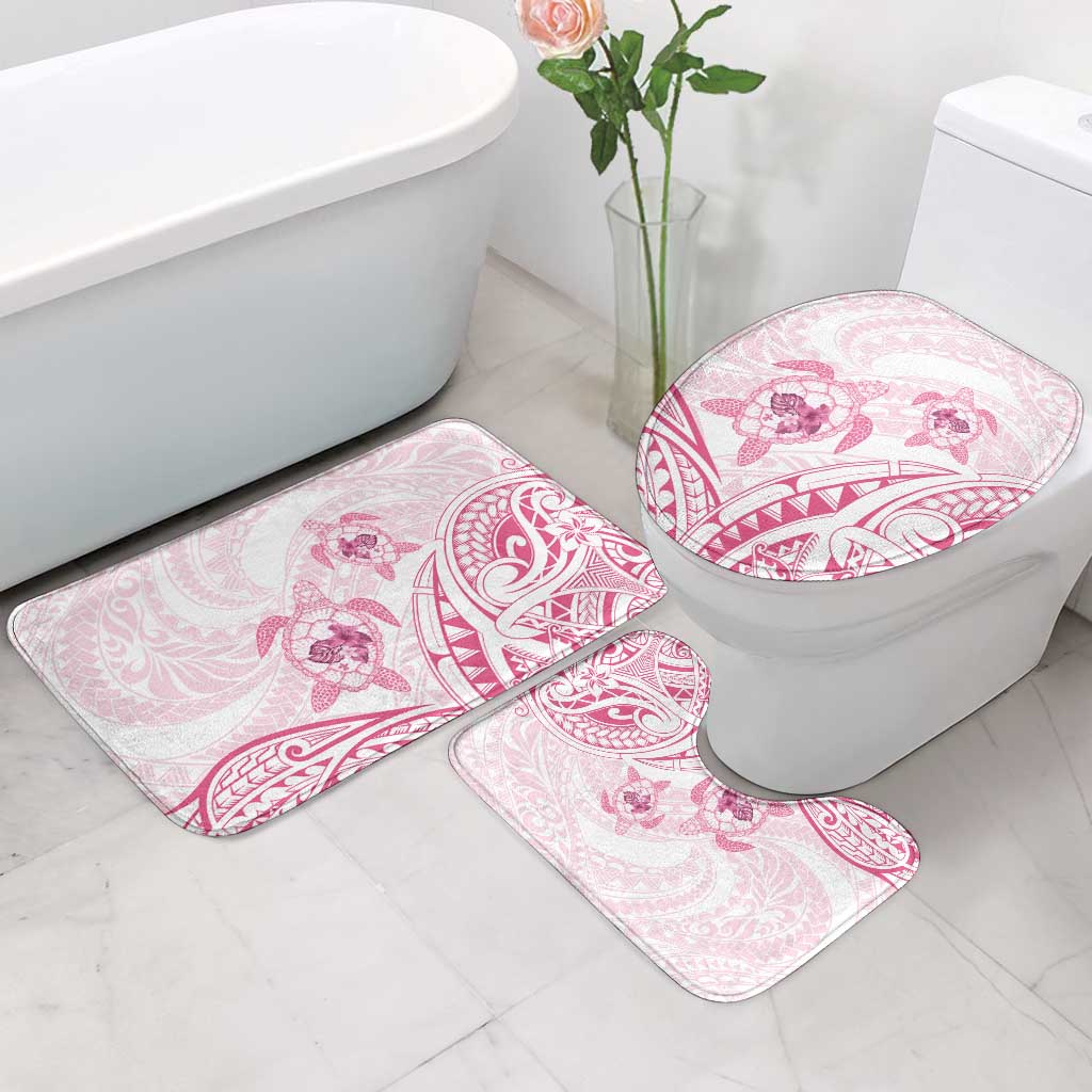 Pink White Polynesia Floral Sea Turtle Bathroom Set - Polynesian Pride