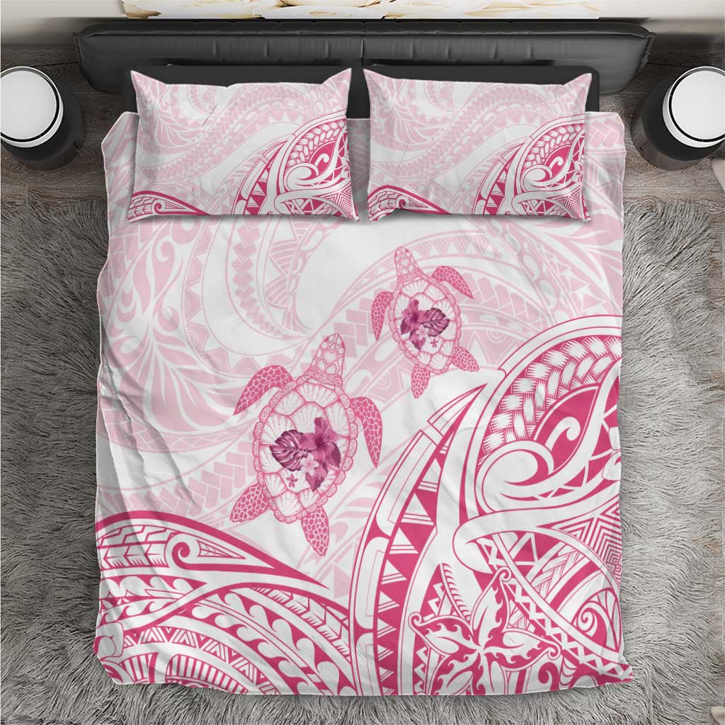 Pink White Polynesia Floral Sea Turtle Bedding Set - Polynesian Pride