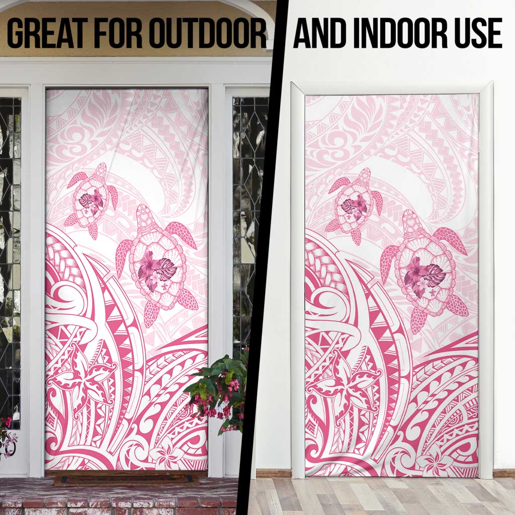 Pink White Polynesia Floral Sea Turtle Door Cover - Polynesian Pride