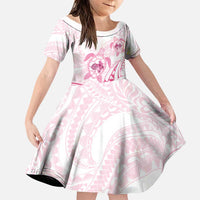 Pink White Polynesia Floral Sea Turtle Family Matching Mermaid Dress and Hawaiian Shirt - Polynesian Pride