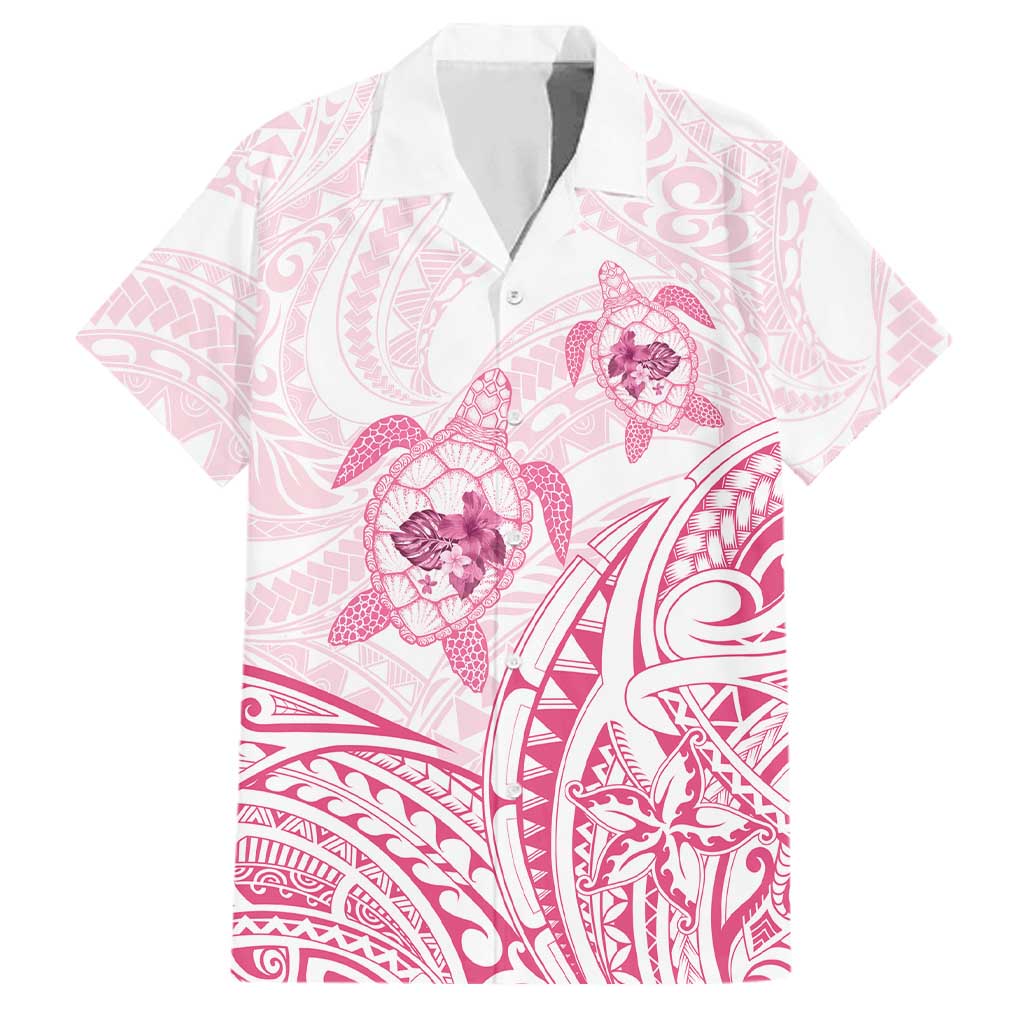 Pink White Polynesia Floral Sea Turtle Family Matching Mermaid Dress and Hawaiian Shirt - Polynesian Pride