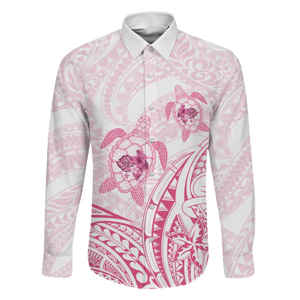 Pink White Polynesia Floral Sea Turtle Family Matching Mermaid Dress and Hawaiian Shirt - Polynesian Pride