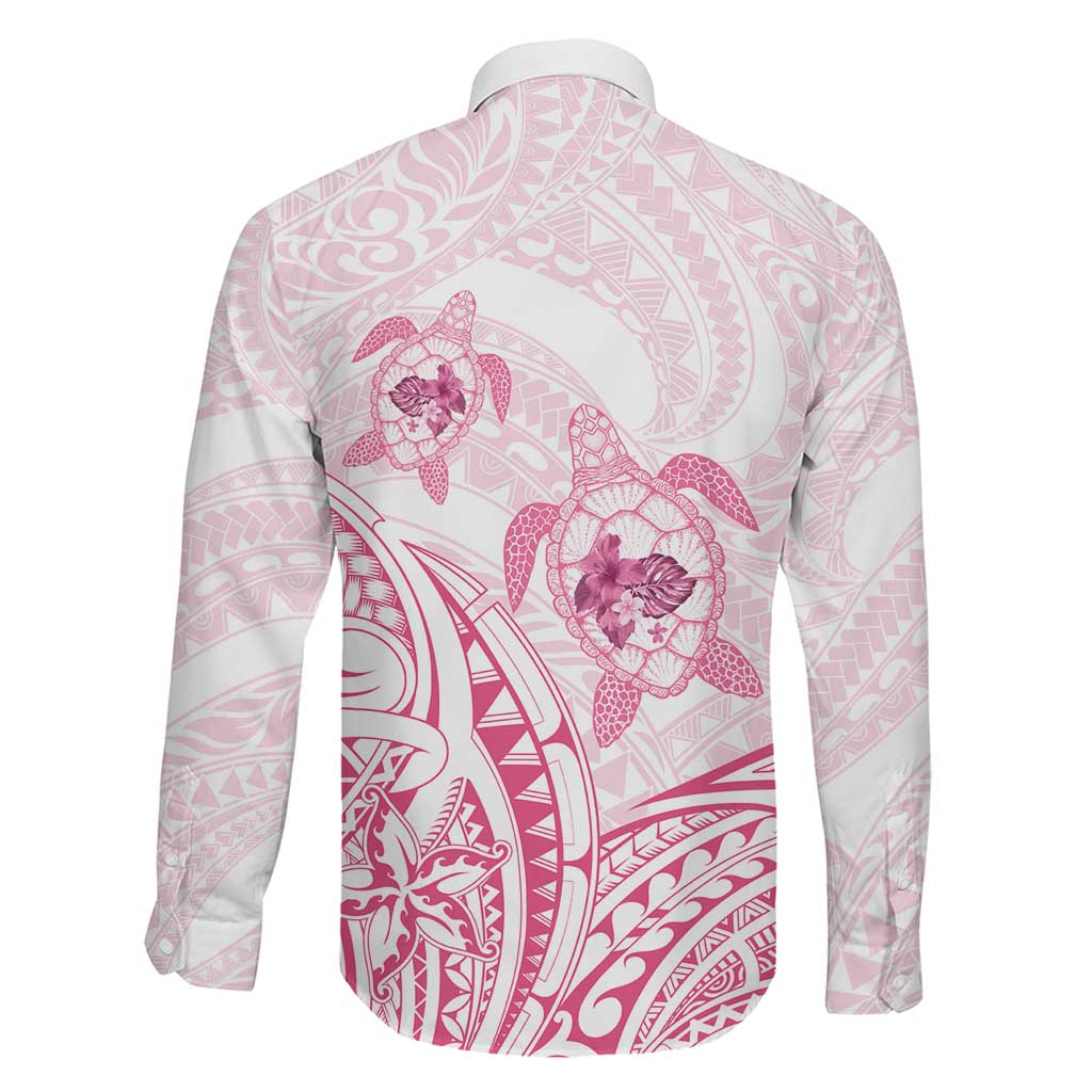 Pink White Polynesia Floral Sea Turtle Family Matching Mermaid Dress and Hawaiian Shirt - Polynesian Pride
