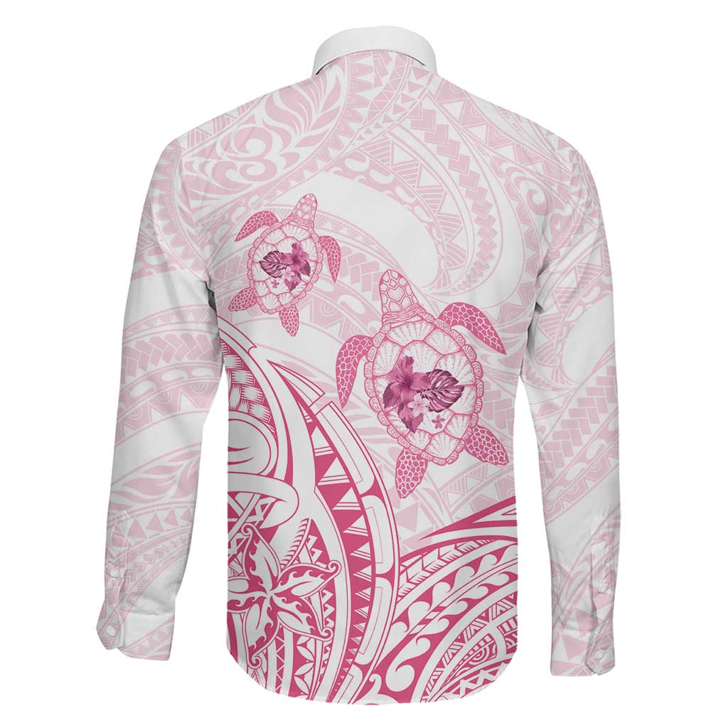 Pink White Polynesia Floral Sea Turtle Family Matching Tank Maxi Dress and Hawaiian Shirt LT14 - Polynesian Pride