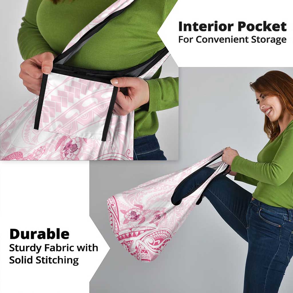 Pink White Polynesia Floral Sea Turtle Grocery Bag - Polynesian Pride