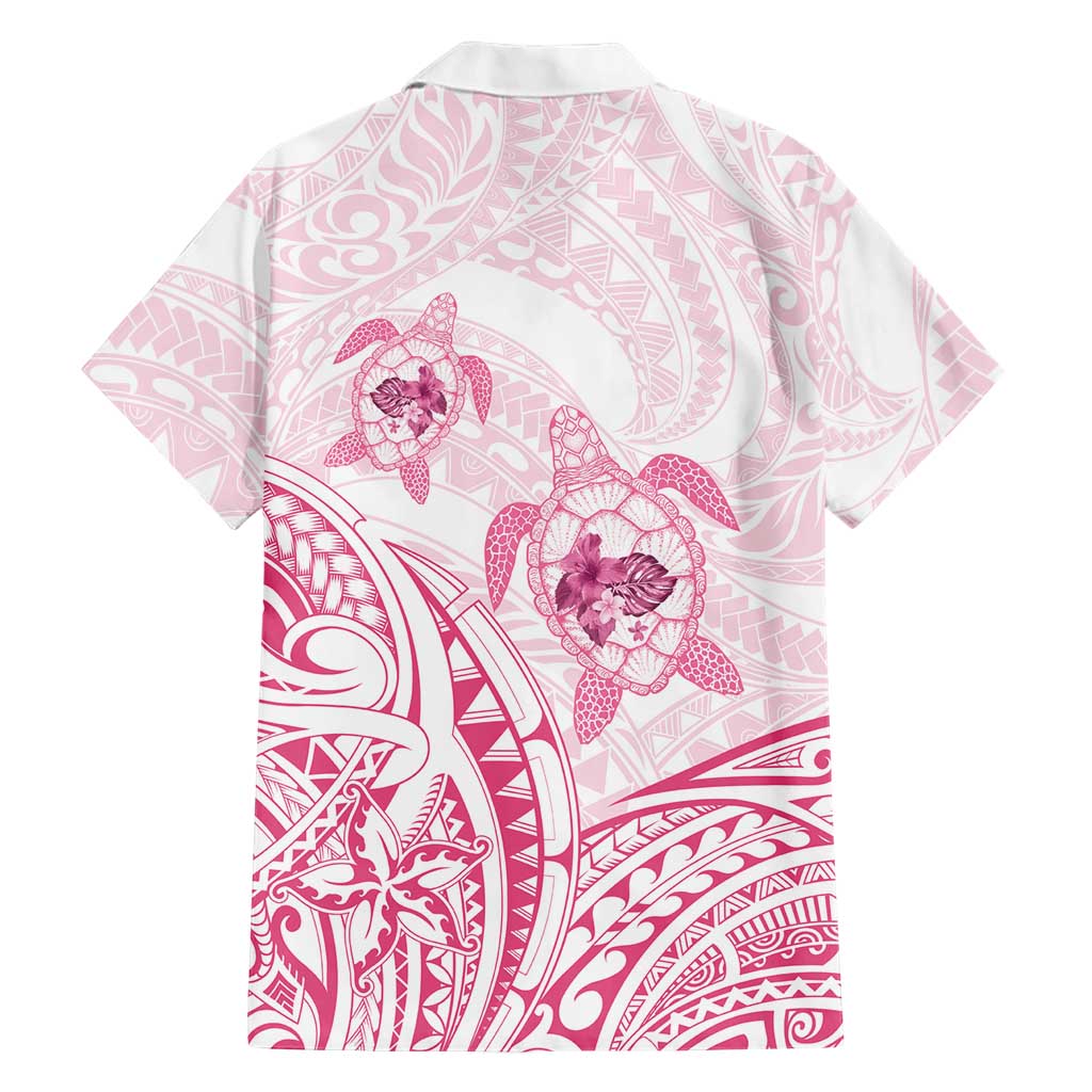 Pink White Polynesia Floral Sea Turtle Hawaiian Shirt - Polynesian Pride