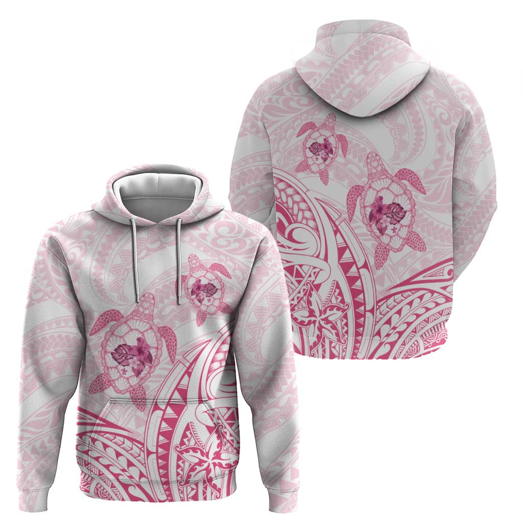 Pink White Polynesia Floral Sea Turtle Hoodie - Polynesian Pride