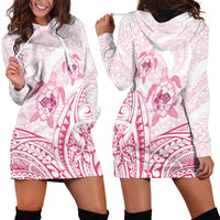 Pink White Polynesia Floral Sea Turtle Hoodie Dress LT14 - Polynesian Pride