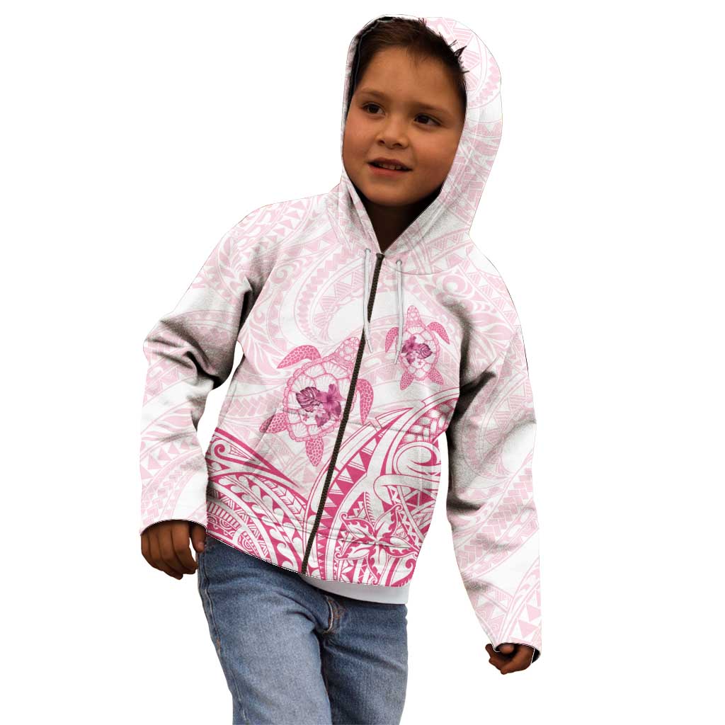 Pink White Polynesia Floral Sea Turtle Kid Hoodie LT14 - Polynesian Pride