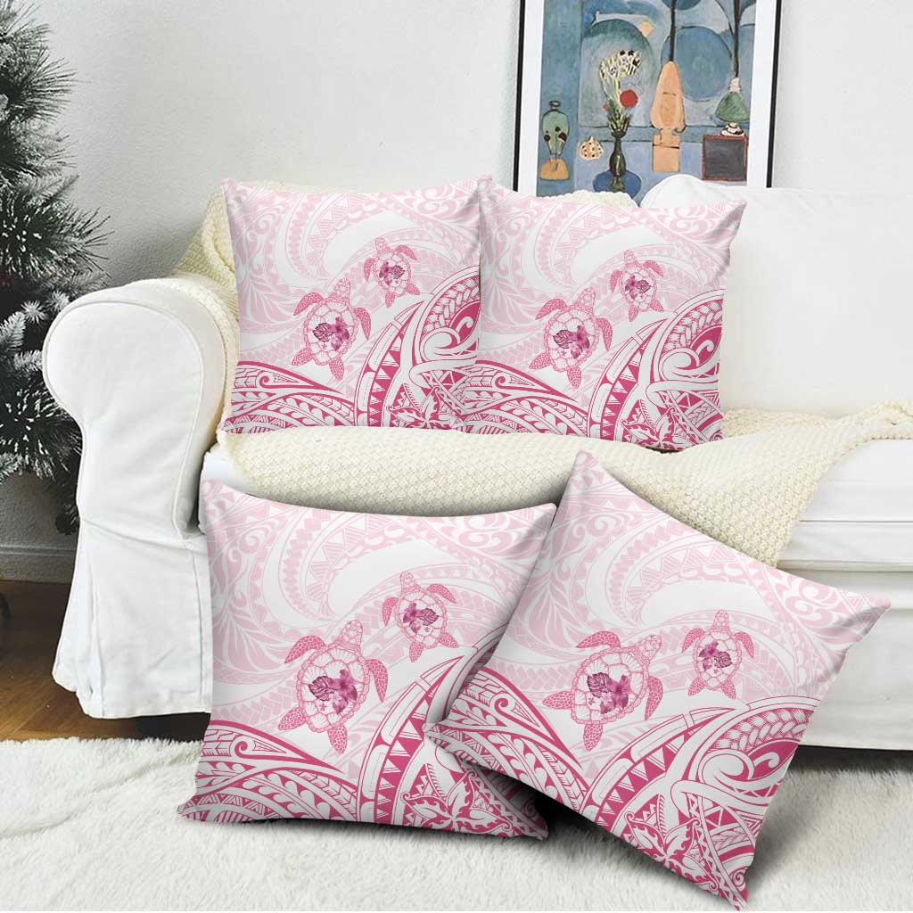 Pink White Polynesia Floral Sea Turtle Pillow Cover - Polynesian Pride