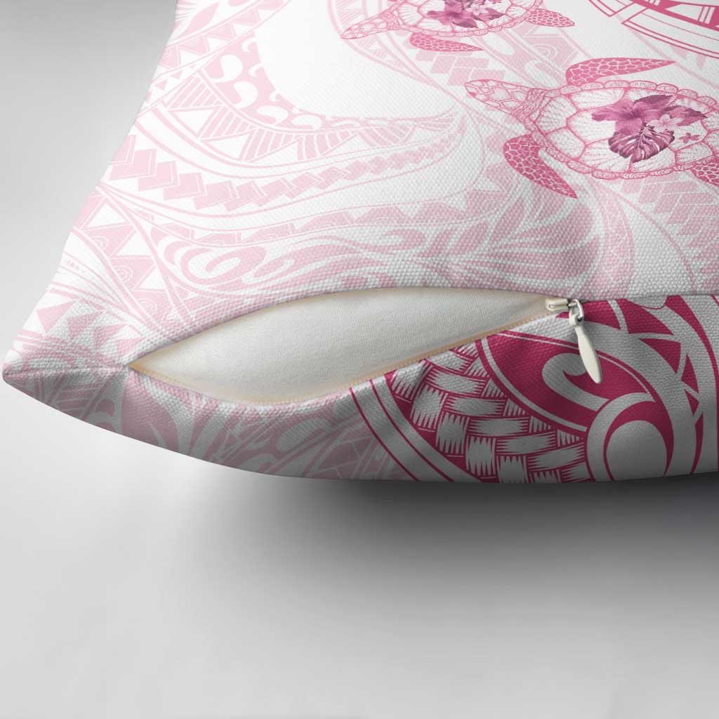 Pink White Polynesia Floral Sea Turtle Pillow Cover - Polynesian Pride