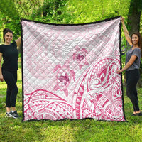Pink White Polynesia Floral Sea Turtle Quilt - Polynesian Pride