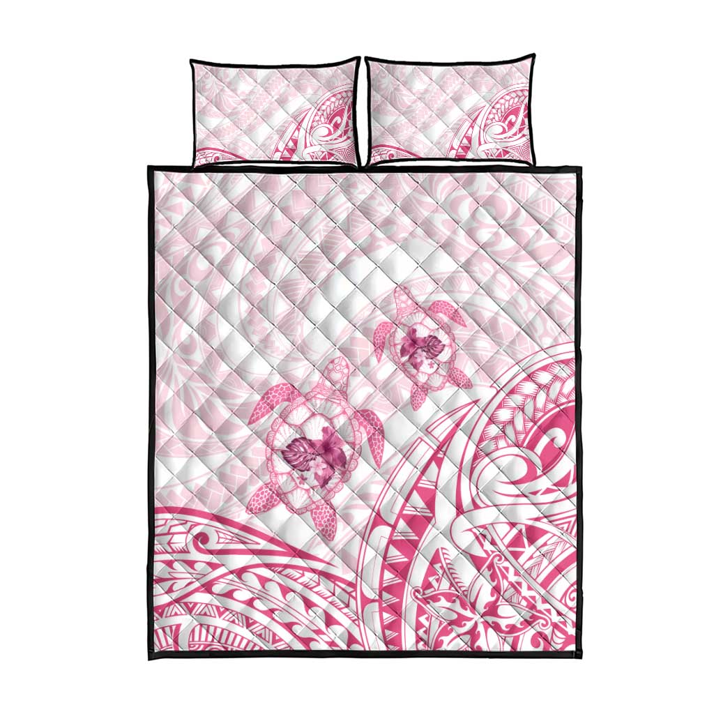 Pink White Polynesia Floral Sea Turtle Quilt Bed Set LT14 - Polynesian Pride