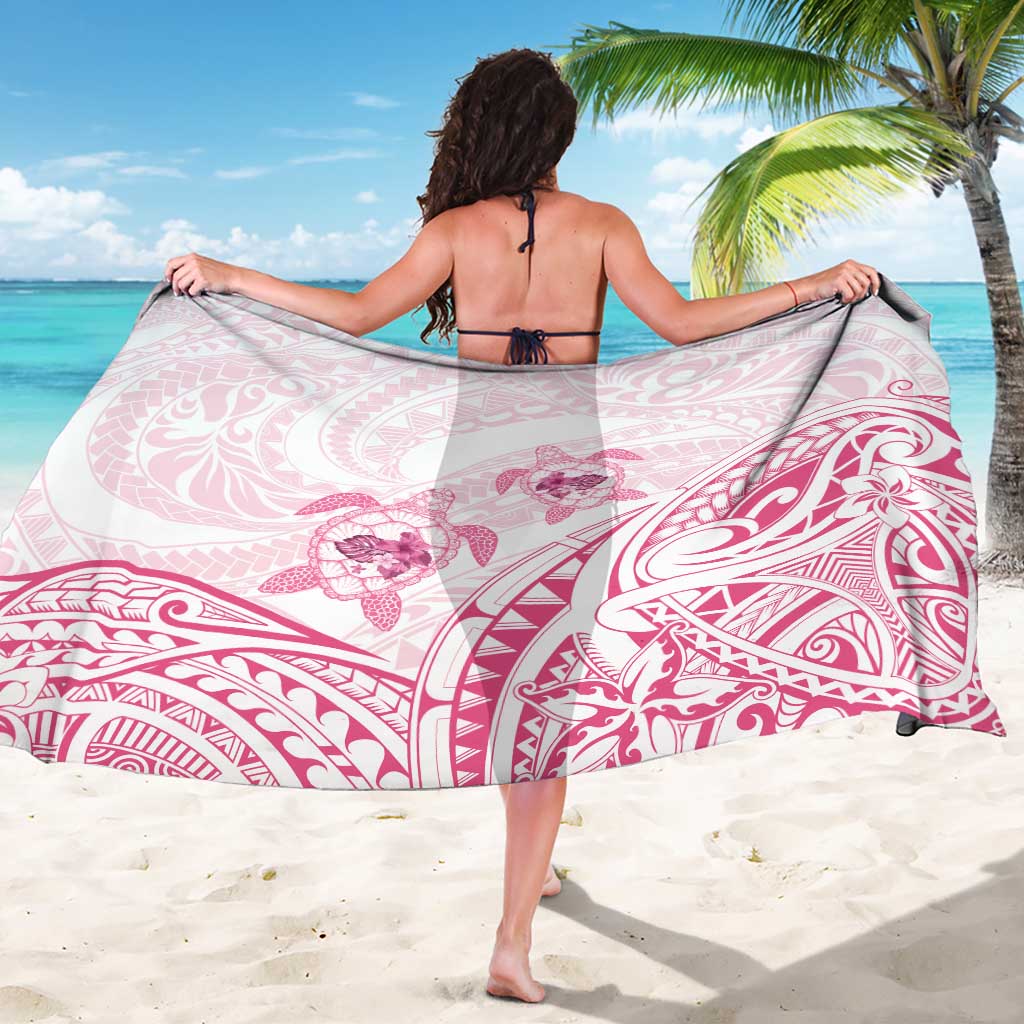 Pink White Polynesia Floral Sea Turtle Sarong - Polynesian Pride