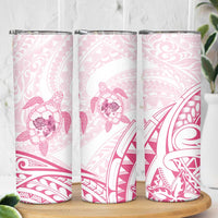 Pink White Polynesia Floral Sea Turtle Skinny Tumbler LT14 - Polynesian Pride