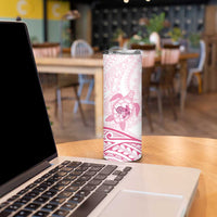 Pink White Polynesia Floral Sea Turtle Skinny Tumbler LT14 - Polynesian Pride