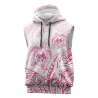 Pink White Polynesia Floral Sea Turtle Sleeveless Hoodie LT14 White - Polynesian Pride