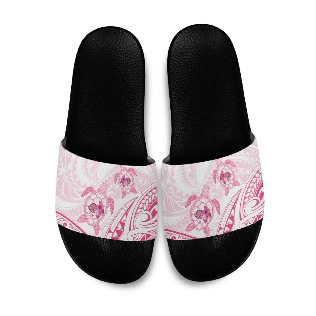 Pink White Polynesia Floral Sea Turtle Slide Sandals - Polynesian Pride