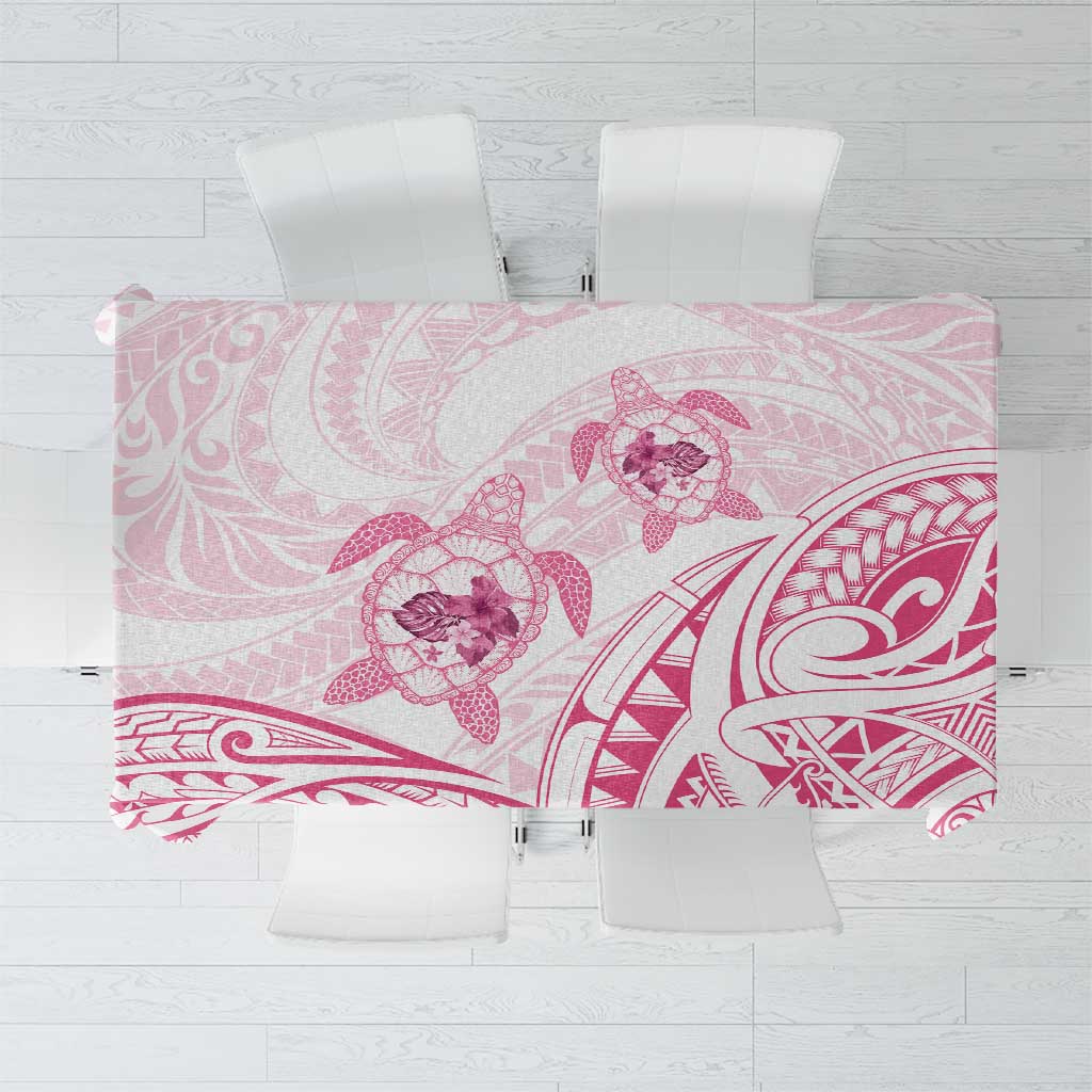 Pink White Polynesia Floral Sea Turtle Tablecloth - Polynesian Pride